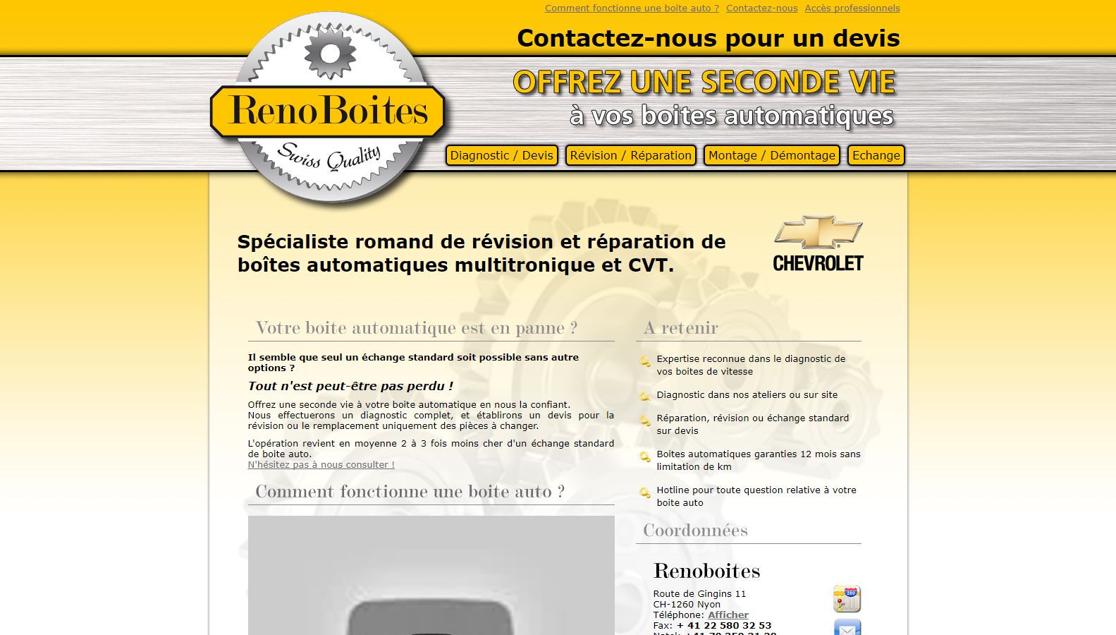 Réalisation RP2I (Romaric Pibolleau): Renoboites - Site web Suisse + mise en place et suivi de campagnes Google Adwords